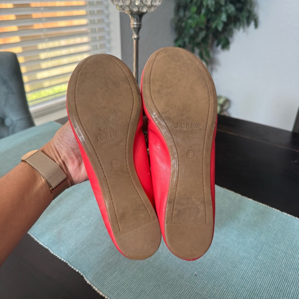 J. Crew Ballet Flats Leather Coral Pink Size 8.5 - Picture 6 of 6